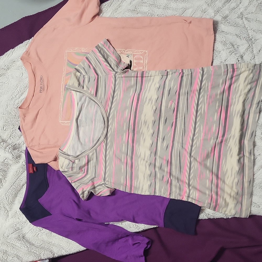 3 pc Womens Medium shirts lot top blouse Pink Floyd merona mossimo Aztec shirt